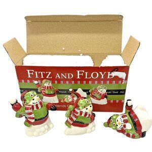 Fitz & Floyd Friends Gather Here Tumbling Snowmen Discontinued Design 2012